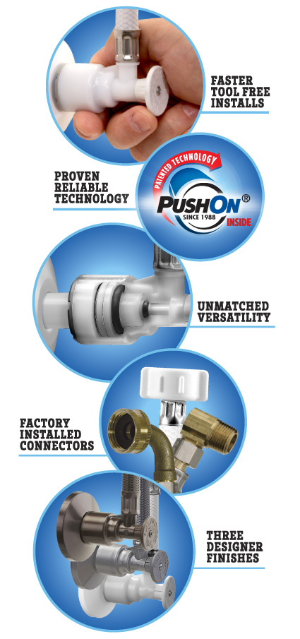 ACCOR Supply Stop Valves - Factory Installed Connectors - Tool Free Installation - Made in USA - Certified Lead Free