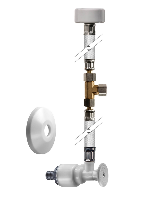 FlowTite&reg; 4ALL&reg; One-Piece Dishwasher Sink/Lav Dual Application Crimp Supply Stop Valve 1/2&rdquo; Nom. Inline 3/8" Comp. Tee x 1/2" IPS Nut